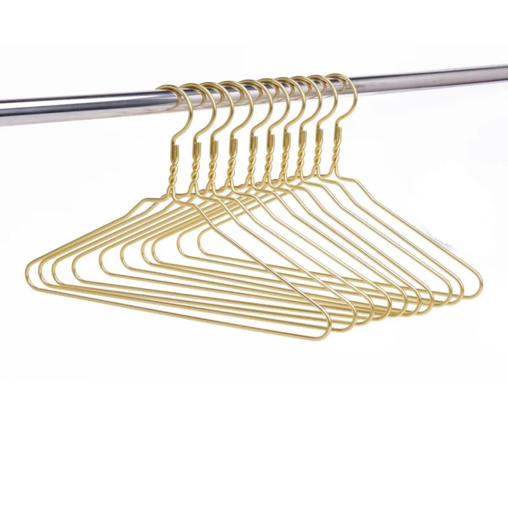 EUC Gold Aluminum Metal Heavy Duty Suit Coat Clothes Hangers Set of 10